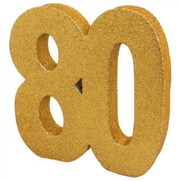 Goldene Zahl 80 Tischdeko glitzernd