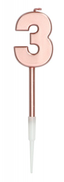 Rosy Blush Zahlenkerze 3 roségold 14cm