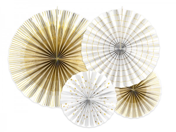 4 Goldene Partynacht Papierrosetten