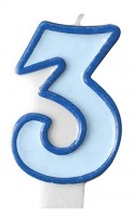 Zahlenkerze 3 blau 7cm