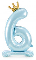 Babyblue Zahl 6 stehender Folienballon