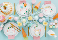 Vorschau: 6 Bunte Oster Brunch Ei Kerzen 7cm