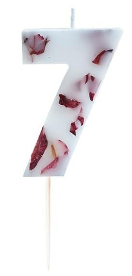 Rosenblüten Zahl 7 Tortenkerze