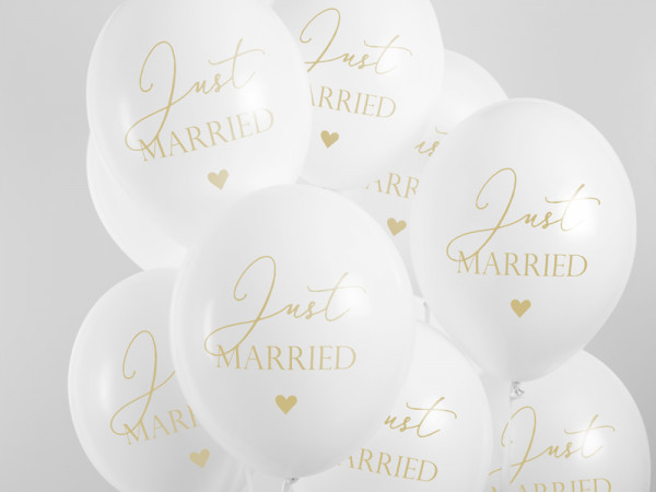 6 weiße Just Married Luftballons 30cm 2