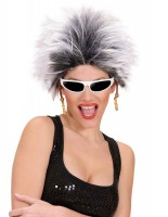 Schwarz-Weiße Punk Rock Star Perücke Für Damen