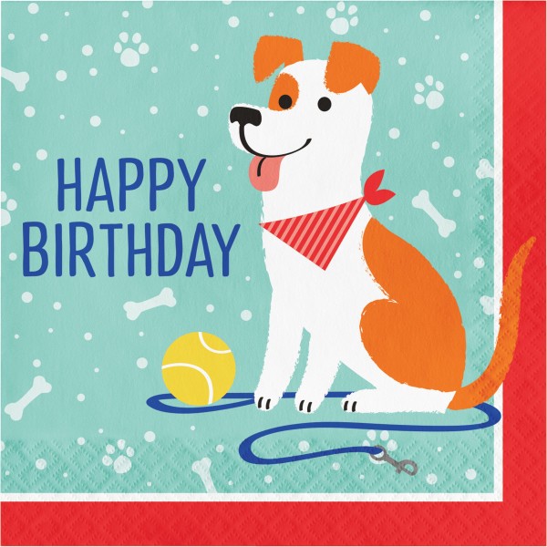 16 Hunde Party Birthday Servietten 33cm