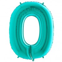 Zahl 0 Folienballon mintgrün 102cm