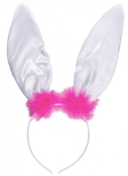 Weiß-Pinker Haarreif Mit Satin-Hasenohren