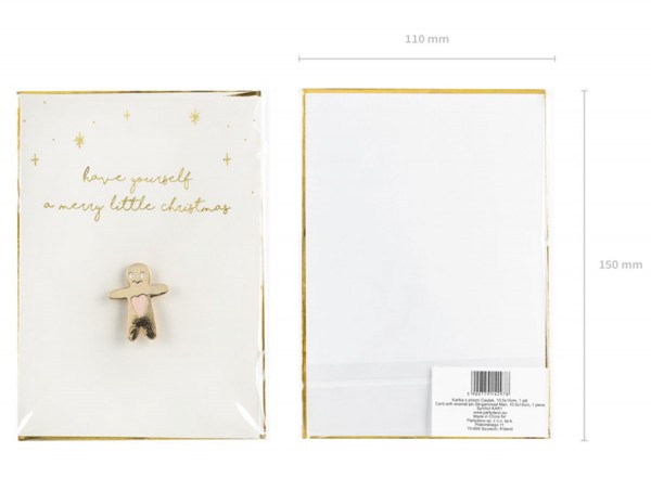 Weihnachtskarte golden Gingerbread 14,8cm 2