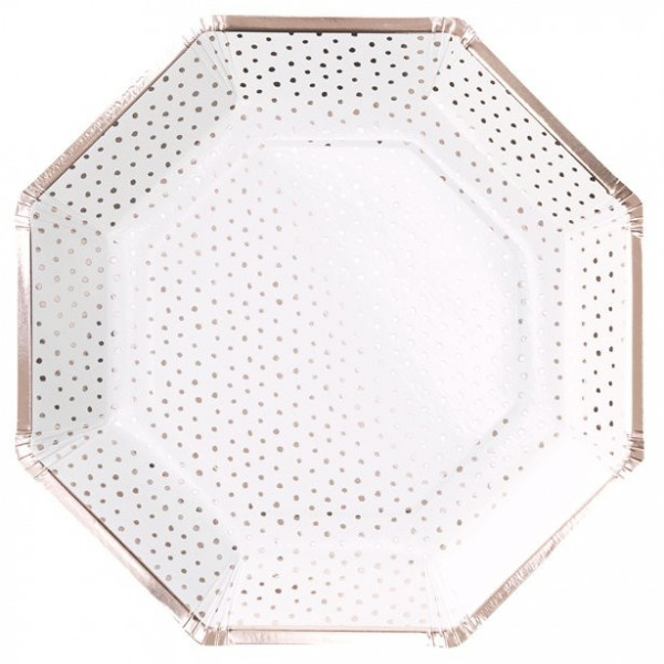 8 Rosy Party Pappteller gepunktet 25cm