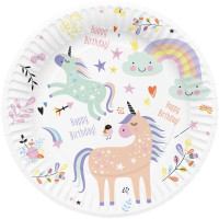 8 Glady Unicorn Pappteller 23cm