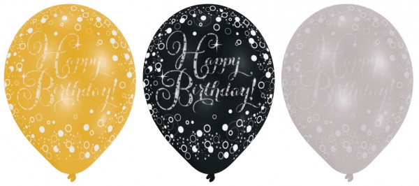 6 funkelnde Luftballons Happy Birthday