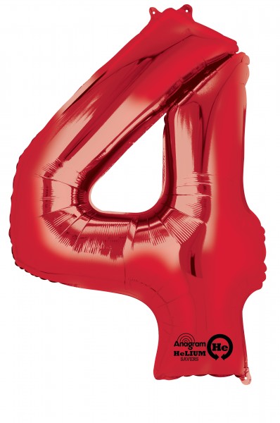 Zahlenballon 4 Rot 88cm