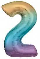 Edler Regenbogen Zahl 2 Ballon 86cm