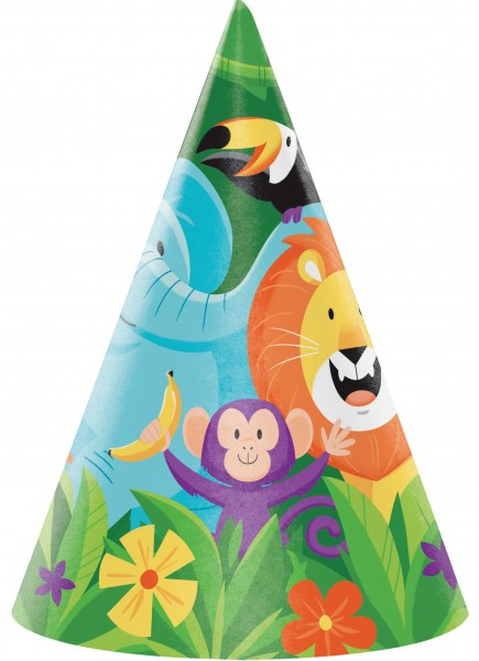8 Safari Abenteuer Partyhüte 16cm