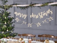 Vorschau: Merry Christmas Holz Girlande 87cm
