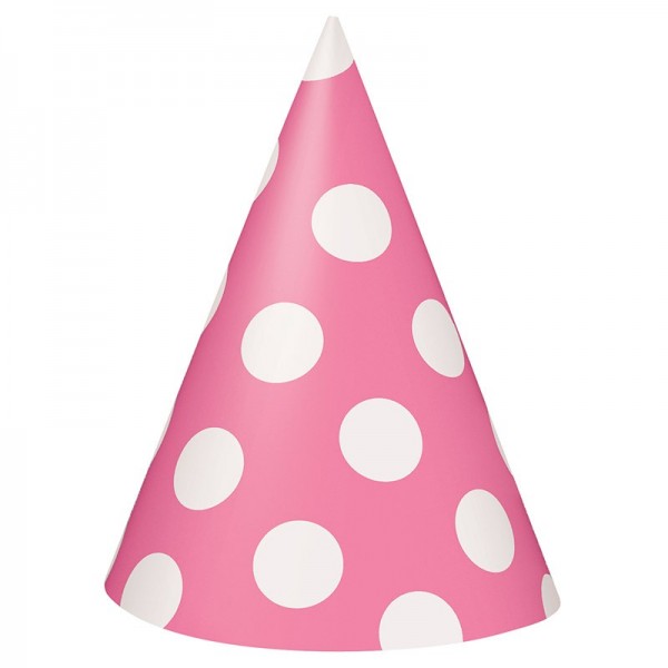 8 Partyhüte Tiana Rosa Gepunktet 15cm