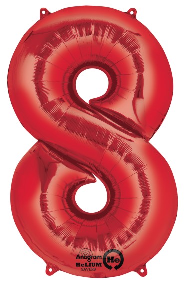 Zahlenballon 8 Rot 83cm