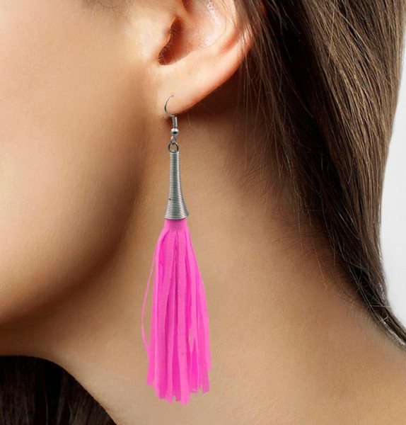 Fransen Ohrring Neon-Pink