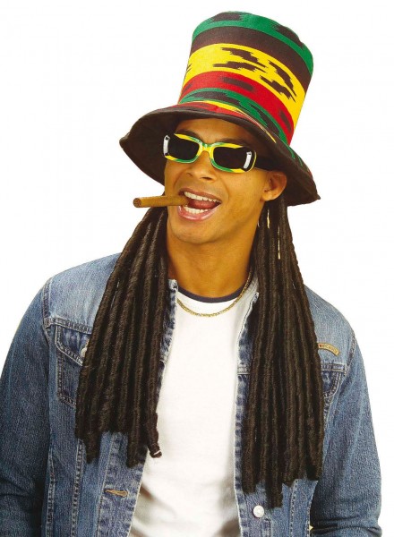 Bunter Bobby Rasta Zylinder Mit Dreadlocks