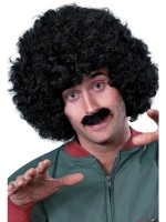 80er Jahre Afro Herrenperücke Mit Schnauzer Schwarz