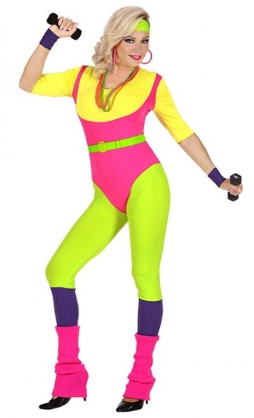 80er Jahre Neon Aerobic Damenkostüm