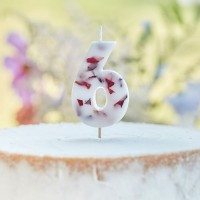 Rosenblüten Zahl 6 Tortenkerze