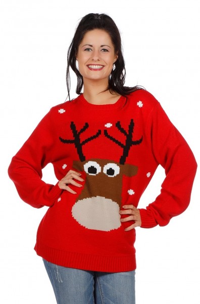 Rentier Weihnachtspullover Rot