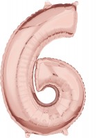 Zahl 6 roségold Folienballon 66cm