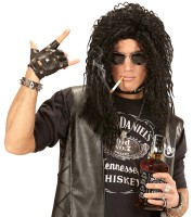 Gewellte Rockerperücke Schwarz