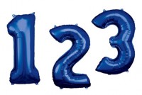Blauer Zahl 3 Folienballon 86cm