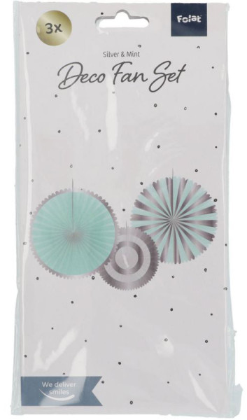 3 Papierrosetten Mint und Silber 5