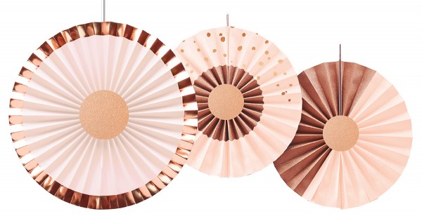 3 Rosy Blush Papierrosetten