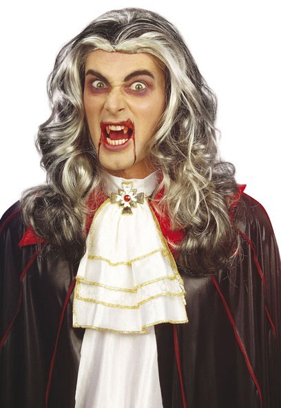 Halloween Perücke Vampir Dracula Langhaar Silberblond