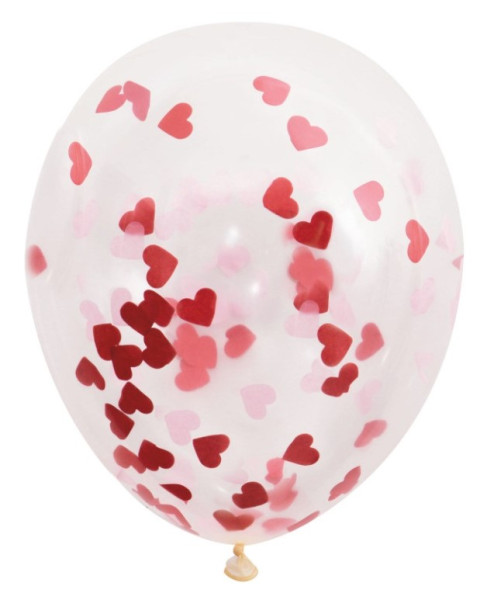 5 Roségoldene Herz-Konfetti Ballons 40cm