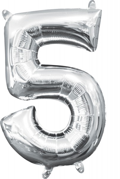 Mini Folienballon Zahl 5 silber 35cm