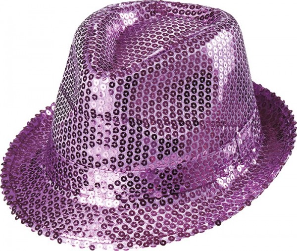 Lila Pailletten Fedora Hut