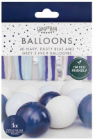 Vorschau: 40 Eco Latexballons Navy, Grau, Blau
