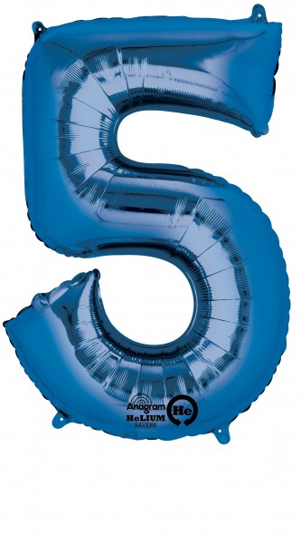 Zahlenballon 5 Blau 86cm