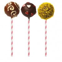 25 randiga cake pop sticks rosa 15cm