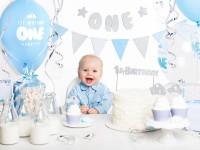 DIY One Star Wimpelkette silber-blau 1,3m
