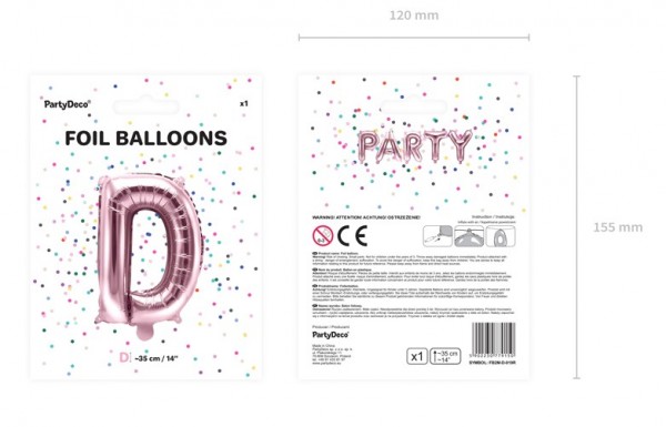 Folienballon D roségold 35cm 5
