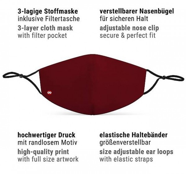 Weinrote Mund-Nase-Maske 4