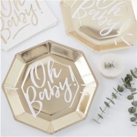 8 Oh Baby Pappteller gold 25cm