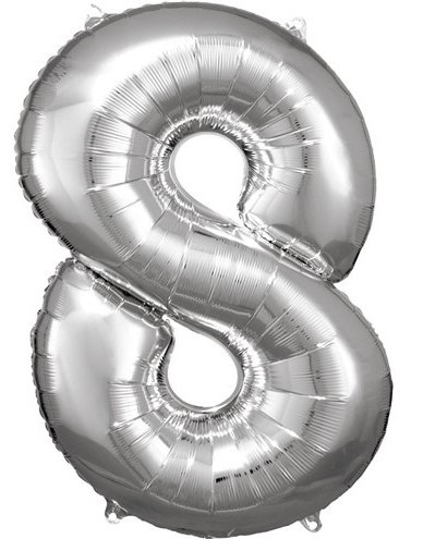 Silberner Zahl 8 Folienballon 86cm