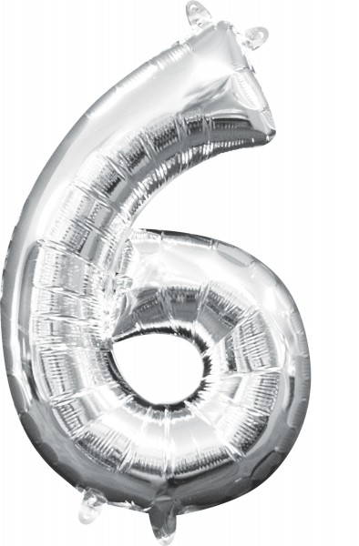 Mini Folienballon Zahl 6 silber 35cm