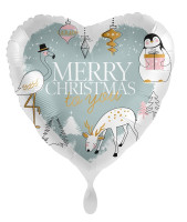 Vorschau: Winterwald Herzballon 45 cm