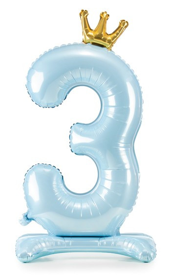Babyblue Zahl 3 stehender Folienballon