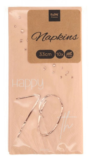 10 Rosy Blush 70th Birthday Servietten 33cm 6