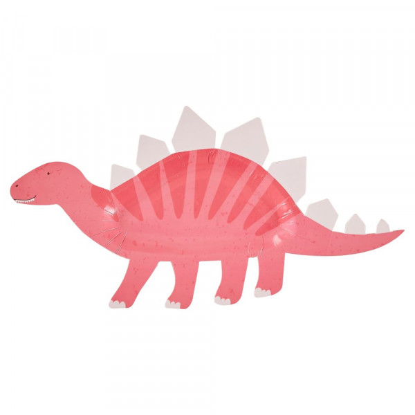 8 Pink Dino Party Teller 16cm x 30cm 3